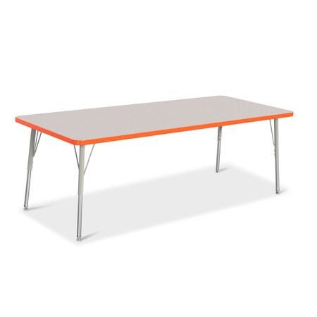 Jonti-Craft Berries Rectangle Activity Table, 30 in. x 72 in., A-height, Freckled Gray/Orange/Gray 6413JCA114